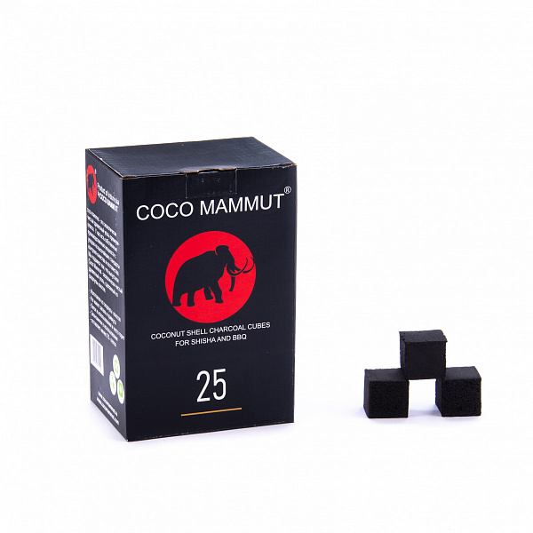 Уголь Cocomammut 25мм для кальяна - 1кг (72 шт) в Сочи