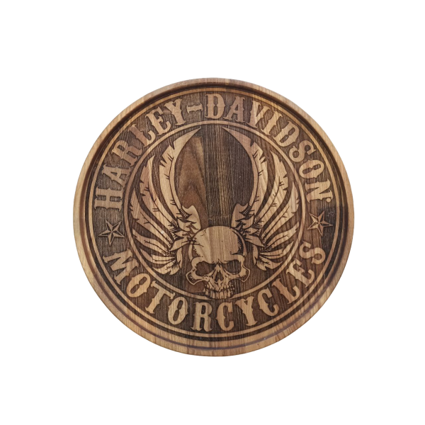 ХукаСтол Поднос Harley Davidson (Коричневый, Бук) для кальяна в Сочи