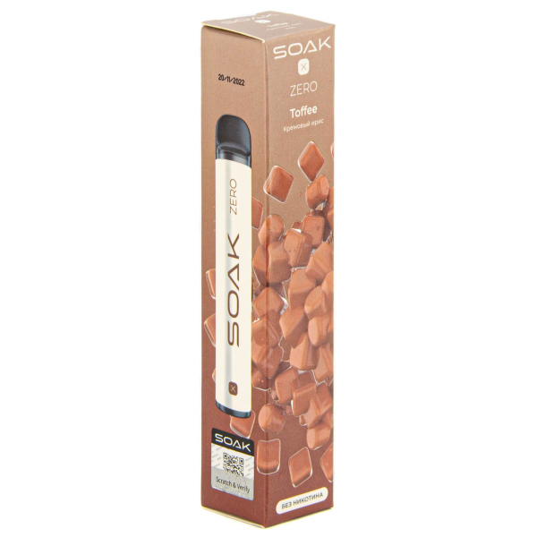SOAK X ZERO Toffee 1500 затяжек (без никотина) в Сочи
