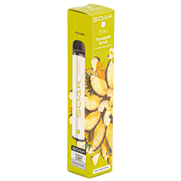 SOAK X ZERO Pineapple syrup 1500 затяжек (без никотина) в Сочи
