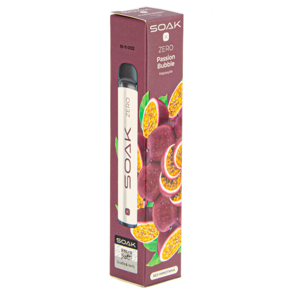 SOAK X ZERO Passion bubble 1500 затяжек (без никотина) в Сочи