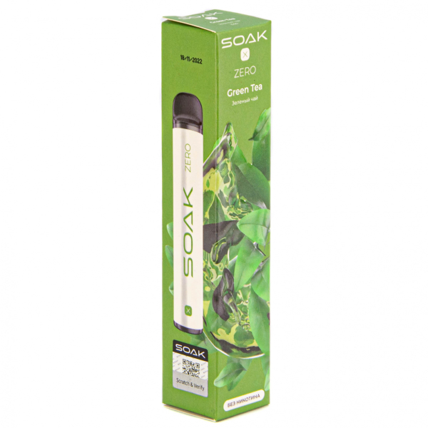 SOAK X ZERO Green tea 1500 затяжек (без никотина) в Сочи