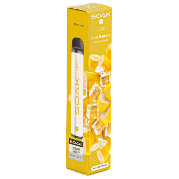 SOAK X ZERO Cold banana 1500 затяжек (без никотина) в Сочи