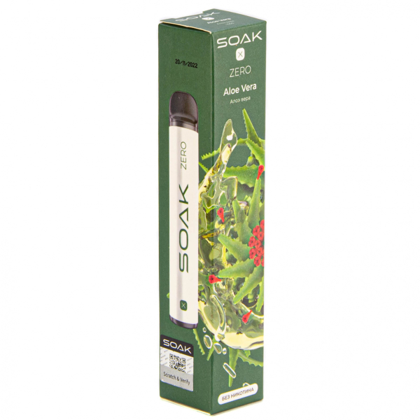 SOAK X ZERO Aloe vera 1500 затяжек (без никотина) в Сочи