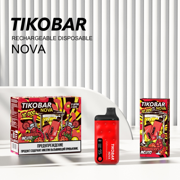 Электронка Tikobar Nova Клубничный Мохито 10000 Затяжек в Сочи