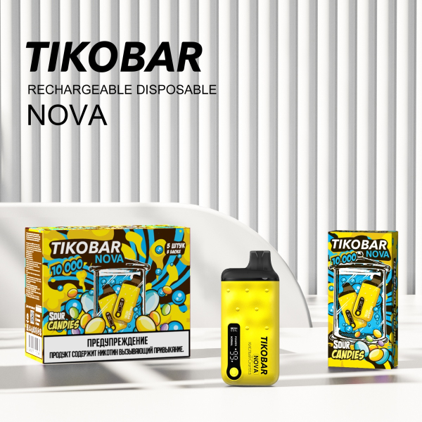Электронка Tikobar Nova Кислые Конфеты 10000 Затяжек в Сочи