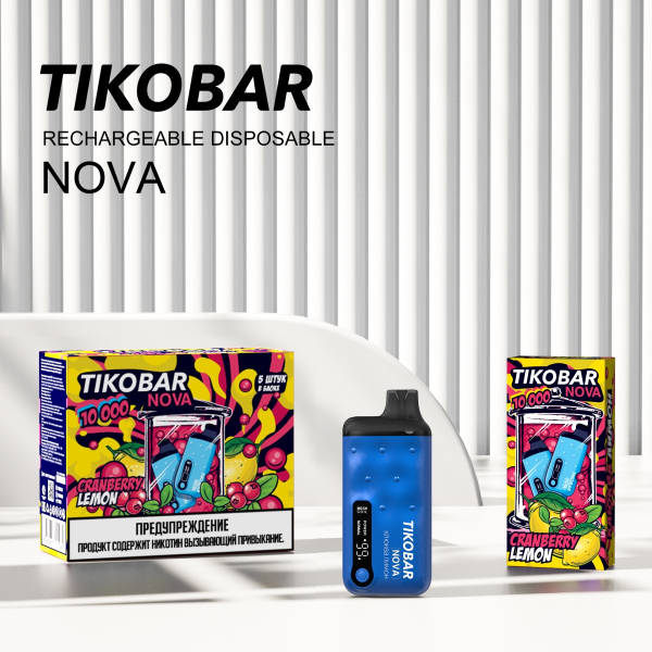 Электронка Tikobar Nova Клюква Лимон 10000 Затяжек в Сочи