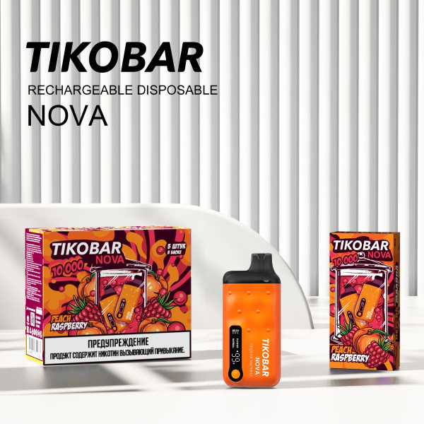 Электронка Tikobar Nova Персик Малина 10000 Затяжек в Сочи