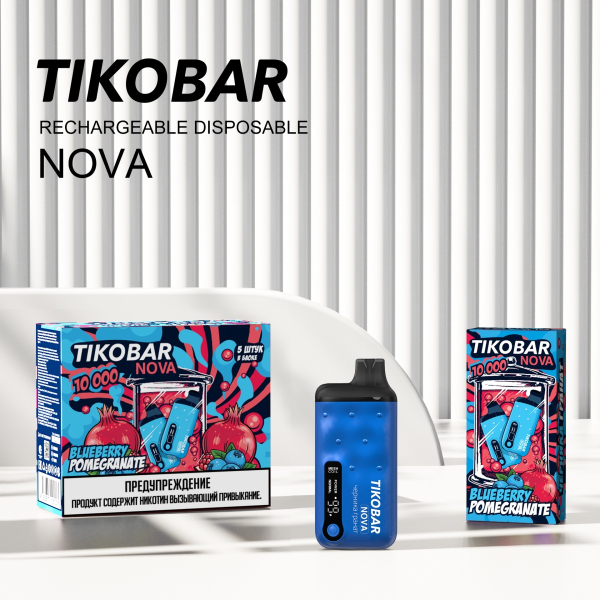 Электронка Tikobar Nova Черника Гранат 10000 Затяжек в Сочи