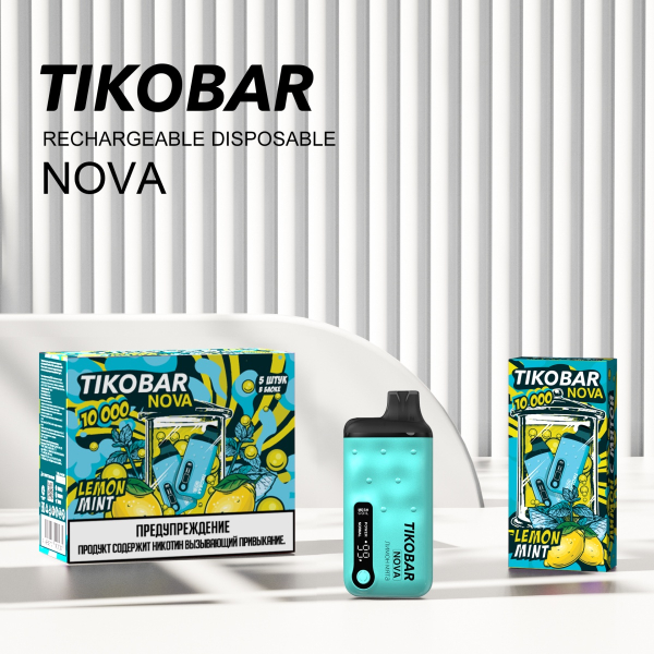 Электронка Tikobar Nova Лимон Мята 10000 Затяжек в Сочи