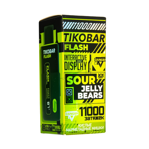 Электронка Tikobar Flash Кислые Мармеладные Мишки 11000 Затяжек в Сочи