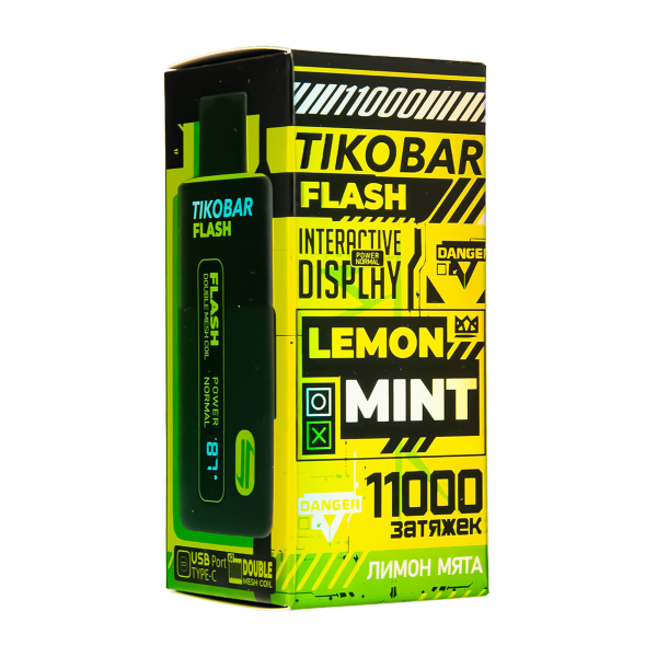 Электронка Tikobar Flash Лимон Мята 11000 Затяжек в Сочи