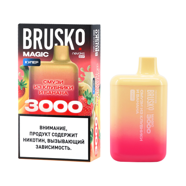 Электронка Brusko Magic Смузи Из Клубники И Банана (3000 Затяжек) в Сочи