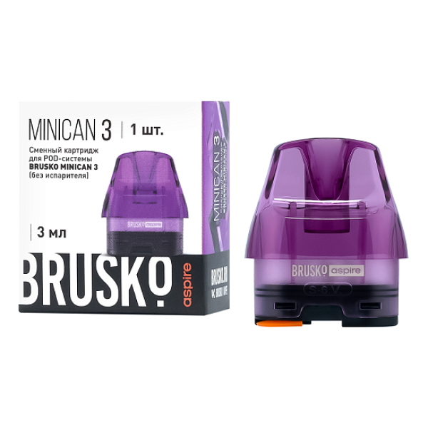 Сменный Картридж Brusko Minican 3, (Фиолетовый), 3 Мл, Упак. 1 Шт в Сочи