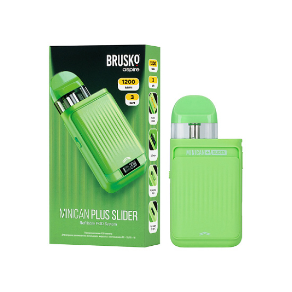 POD-система Brusko Minican Plus Slider Зелёный в Сочи