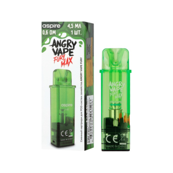 Картридж Angry Vape Fury Max Зелёный 45 мл 0.6 Ом ( 1 шт.) в Сочи